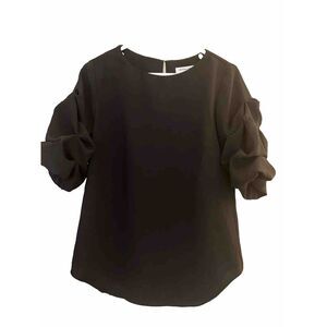 Revolve Amanda Uprichard Merris Top Black Puff Sleeve XS  $159 MINT CONDITION!